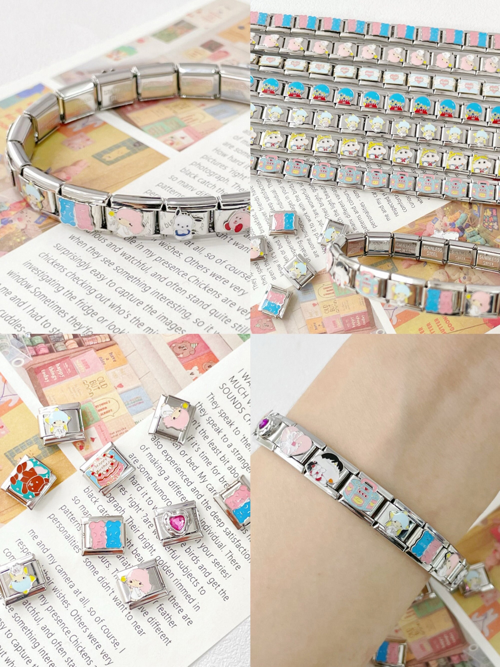 18 Links Italian Charm Bracelet, 2000s Jewelry, Vintage Italian Charm