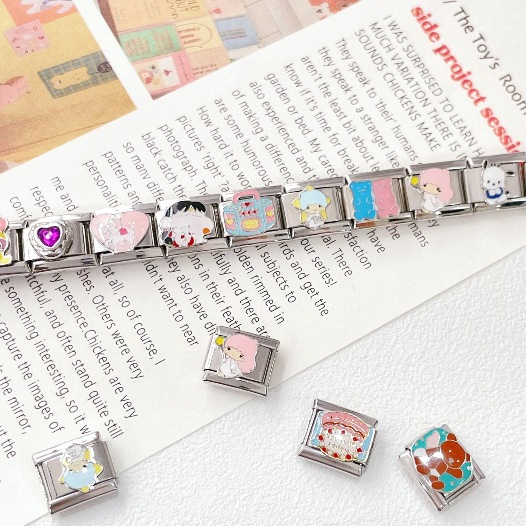 18 Links Italian Charm Bracelet, 2000s Jewelry, Vintage Italian Charm