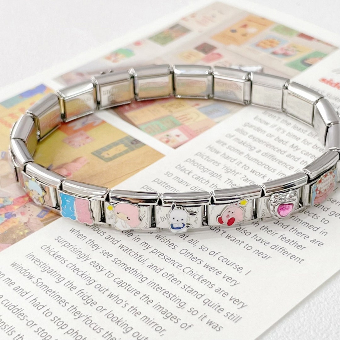 18 Links Italian Charm Bracelet, 2000s Jewelry, Vintage Italian Charm