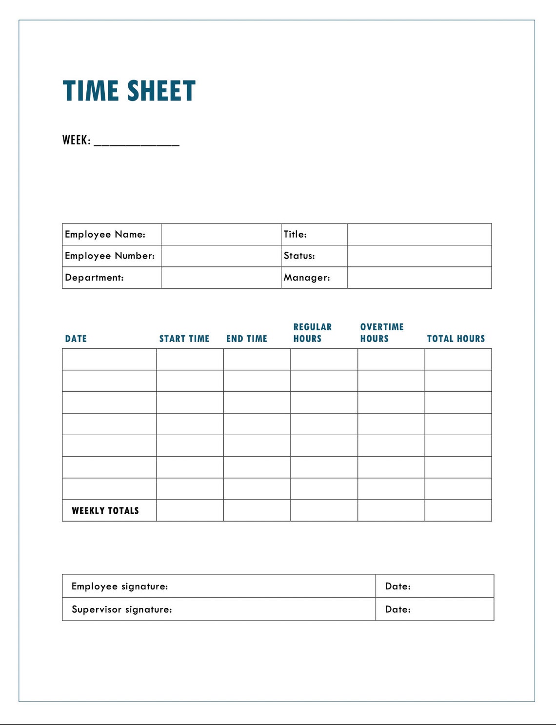Employee Weekly Timesheet / Timekeeper Sheet / Timesheet Template ...