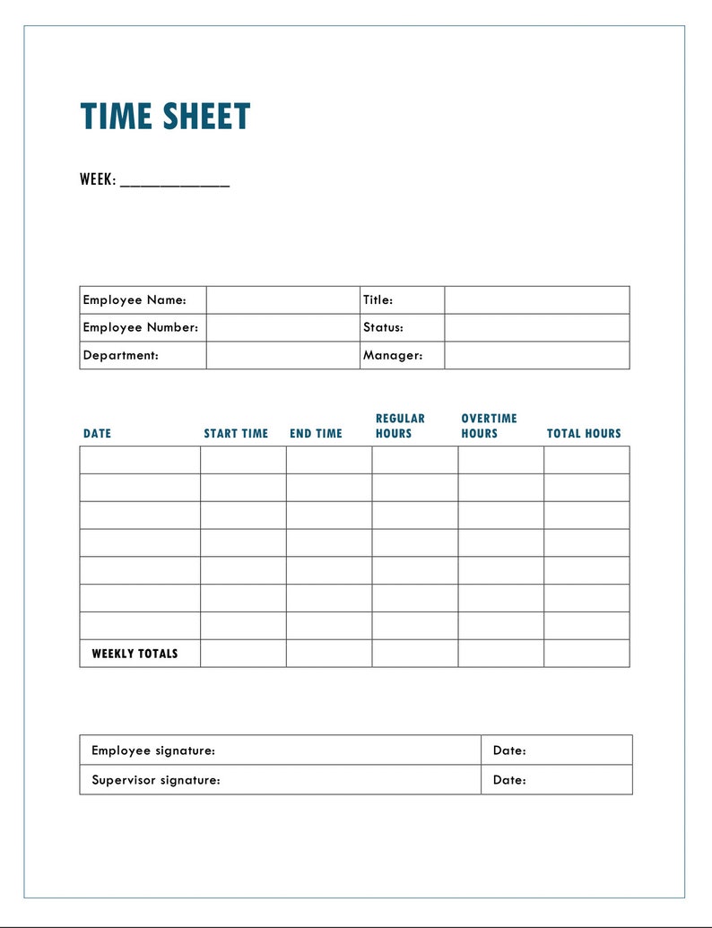Employee Weekly Timesheet / Timekeeper Sheet / Timesheet Template ...