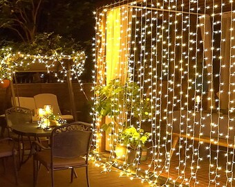 300 LED Remote Control Curtain Lights Plug in Fairy  Lights Outdoor