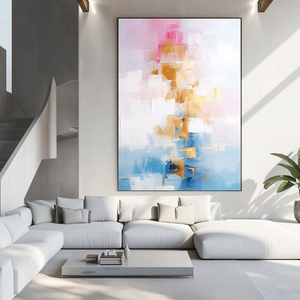 Große druckbare Kunst im abstrakten Ölgemälde Leinwand Style - KI Kunst Druck digital - Wohnzimmer Home Decor - minimalistisch und abstrakt