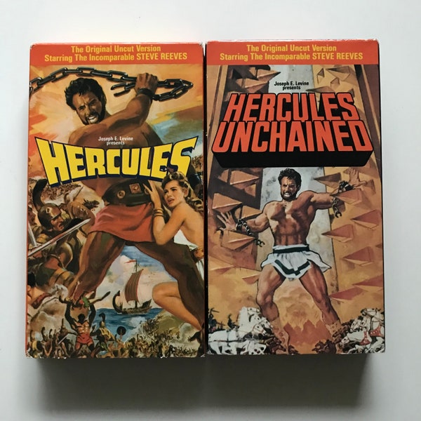 Hercules & Hercules Unchained VHS Tape Set Original 50s Fantasy Cult Films Steve Reeves