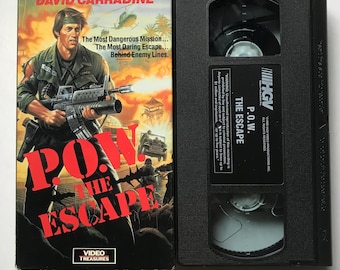 P.O.W. The Escape VHS Tape Video Treasures David Carradine 80s Cult Action War