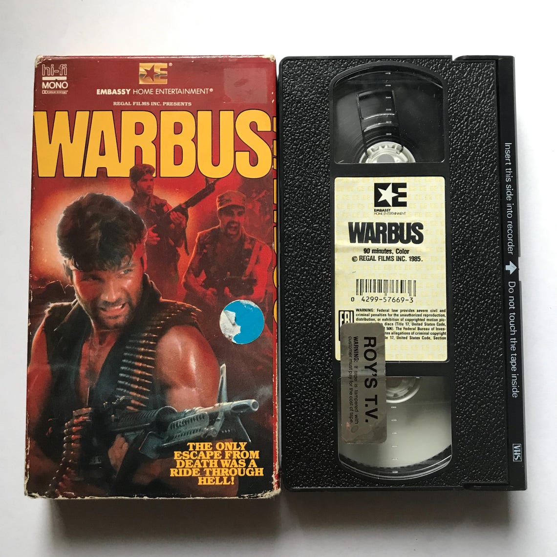Rambo Ripoff Warbus VHS Tape 80s Action War Embassy Home Entertainment Italian Rambo ...