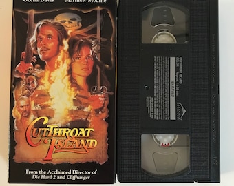 Vintage Cutthroat Island VHS Tape 90s Geena Davis Matthew Modine Pirate Adventure