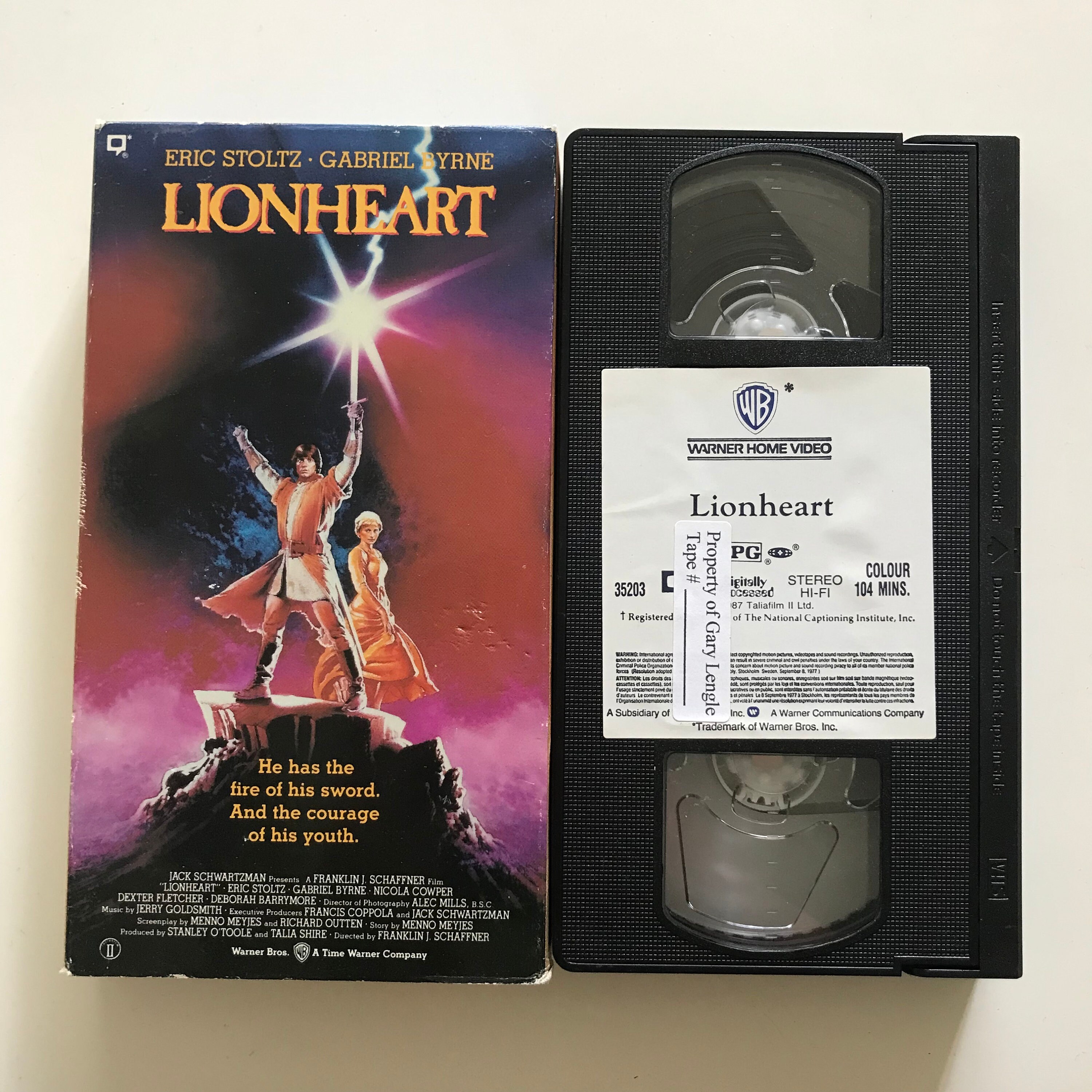 Lionheart VHS Tape 1987 Eric Stoltz Gabriel Byrne 80s Family