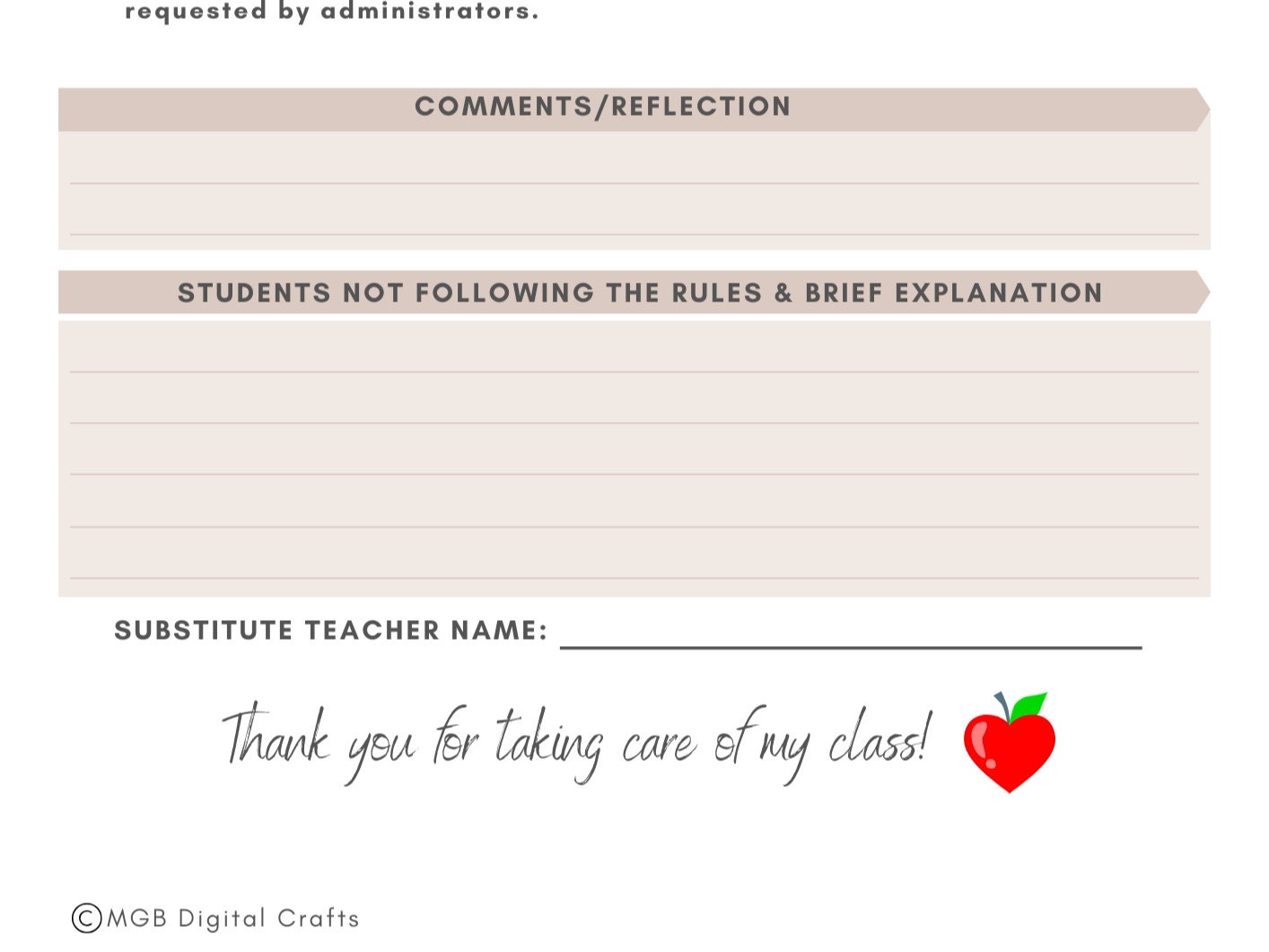 Editable Substitute Lesson Plan Template on Canva - Etsy