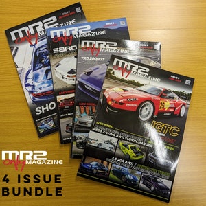 May include: Four issues of MR2 Only Magazine, a car magazine featuring photos of red, blue, and white MR2 sports cars. The magazine cover text reads "MR2 Only Magazine" and "4 Issue Bundle".