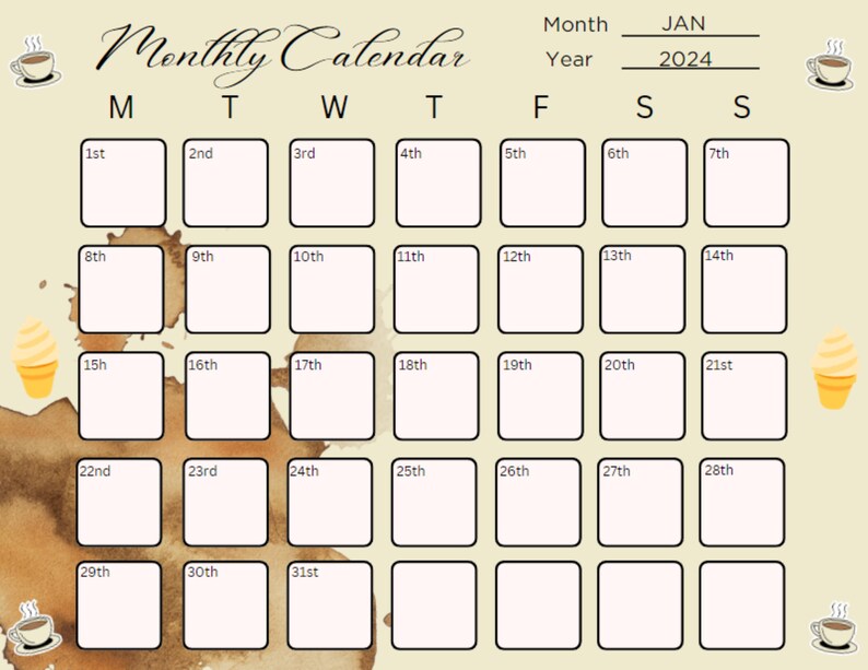 2024 Coffee Calendar Etsy