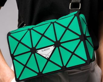 Bolso verde hecho a mano de aspecto diario, bolso informal, aspecto elegante, fácil de usar, bolso geométrico, bolso de diseñador geométrico para streetwear, crossbody, bolso diario