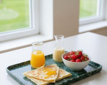 Handmade Green Marble Serving Tray: Luxury Kitchen & Home Decor