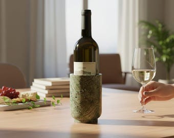 Green Marble Wine Chiller – Natural Stone Bottle Cooler for Wine & Champagne | Luxury Barware Gift