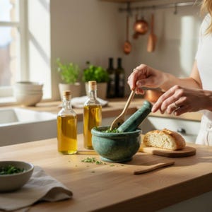 Handmade Green Marble Mortar and Pestle: Kitchen Herb & Spice Grinder image 17