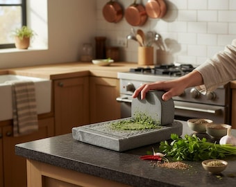 Losa de piedra para moler hierbas hecha a mano / Trituradora Sil Batta