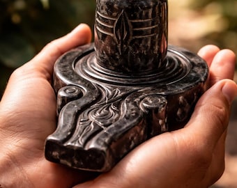 Black Marble Shiva Lingam  Handmade Shiv ling Idol Spiritual Home Decor