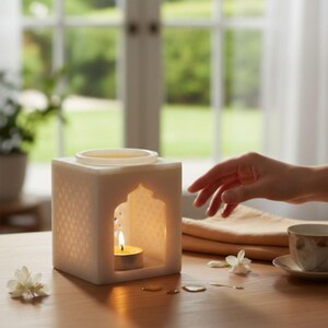 Diffuseur d'Arômes en Marbre Fait Main | Brûleur d’Huiles Essentielles | Photophore | Décoration Maison | Cadeau Aromathérapie