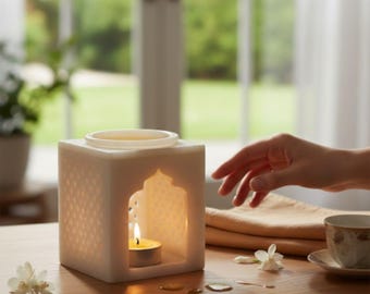 Difusor de Aromas de Mármol Hecho a Mano | Quemador de Aceites Esenciales | Portavelas | Decoración del Hogar | Regalo Aromaterapia