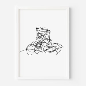Kassettendruck Digitaler Download, Geschenk für Musikliebhaber, minimalistische Wandkunst, Schwarz-Weiß, Liniendruck
