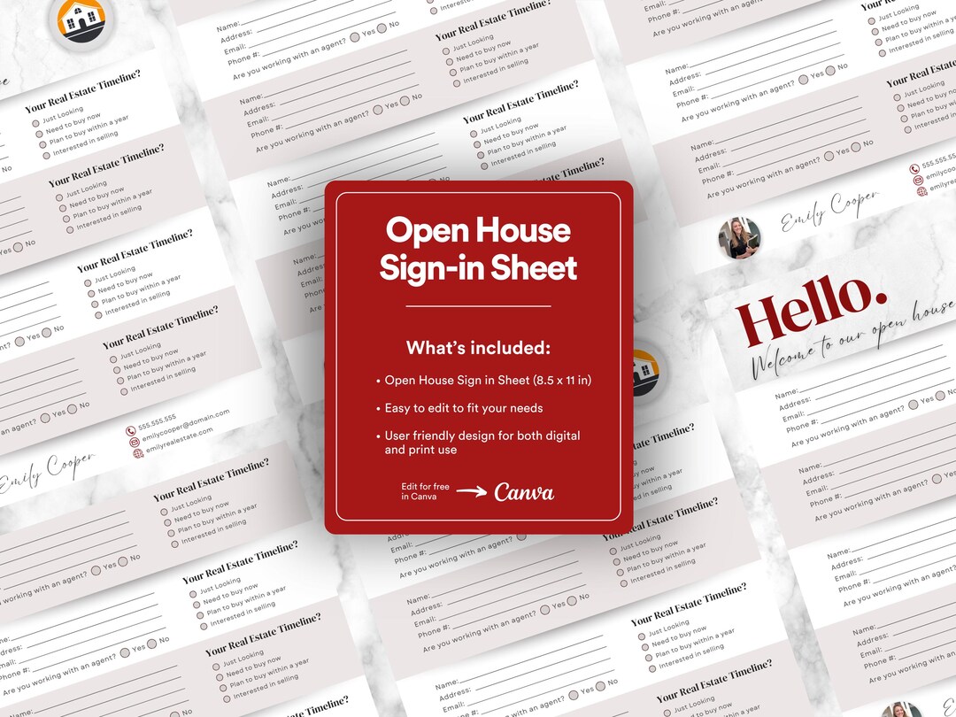 Realtor Open House Sign-in Sheet, Real Estate Template, Sign-sheet ...