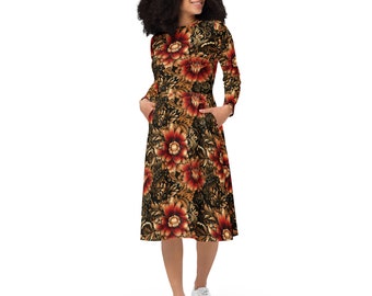 Long-sleeved Aesthetic dress Classic Art Dress Casual Dress Mardi Dress dress with all-over print