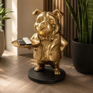 Bulldog Butler Table 70Cm - Unique Decorative Tray Holder & Key Organizer - Fun Dog Statue for Home Decor - Perfect Gift for Dog Lovers