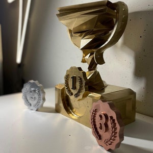 Competition Trophy Award | Gold, Silver Trophy 3D Printed Award Display for Competitions, Events, Sports, and Home Decor