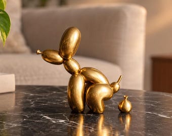 Balloon Dog Sculpture | Pooping Dog | Unique Collectible Gift for Art and Dog Lovers | Fun and Quirky Home Decoration