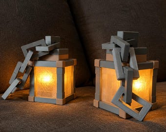 Hanging Lantern LED Night Light Lamp - Set of 2! - Gamer Room Decor, Gaming Gift for Kids & Fans