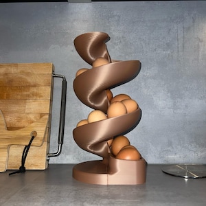 Egg Holder Dispenser | Spiral Egg Organizer | Modern Kitchen Storage | Rolling Egg Rack | Unique Countertop Display