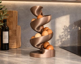 Eierhalter-Spender | Spiral-Eier-Organizer | Moderne Küchenaufbewahrung | Rollendes Eierregal | Einzigartiges Thekendisplay