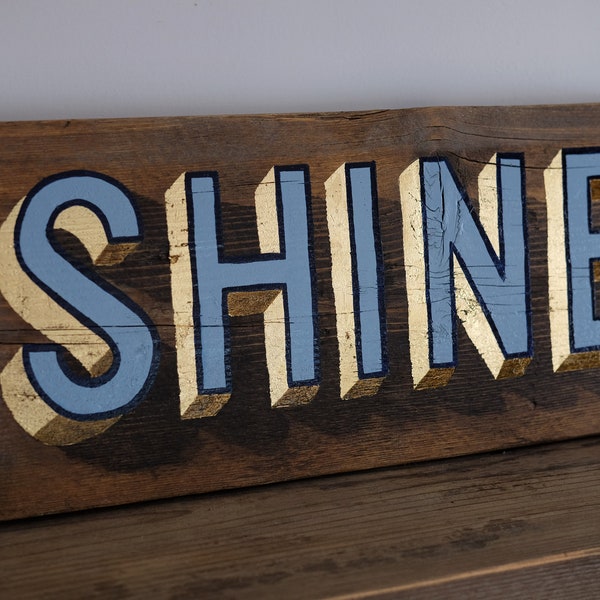 Hand painted sign on reclaimed wood