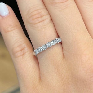 U-Prong Diamond Wedding Band | 0.70 Carat Round Cut Lab Grown Diamonds | 3.2mm Eternity Anniversary Ring | Proposal Ring | Gift for Her Ring