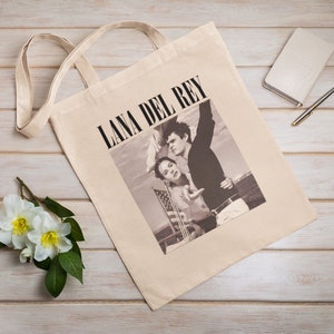 Lana Del Rey Tragetasche, Baumwoll Canvas Tragetasche, nachhaltige Tasche, Tragetasche, Perfektes Geschenk, Norman Rockwell, Retro Tragetasche
