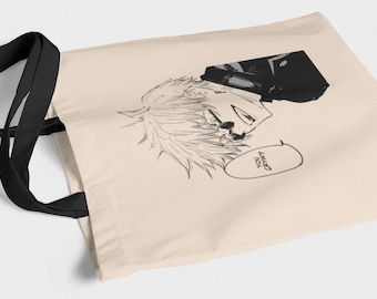 Jujutsu Kaisen - Gojo Satoru, JJK Tote Bag, Cotton Canvas Tote Bag, Sustainable Bag, Perfect Gift, Japanese Anime, You Cryin?