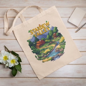 Stardew Valley Tote Bag, Cotton Canvas Tote Bag, Sustainable Bag, Perfect Gift, Stardew Valley Game, Video Game Bag, Gamer Bag, Gamer Gift