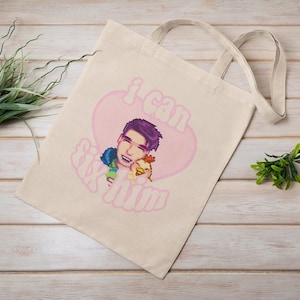 I Can Fix Him Tote Bag, Reusable Bag, Cotton Canvas Tote Bag, Stardew Valley Gift, Gamer Tote Bag, Pelican Town, Video Game, Shane