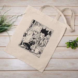 Vintage Anime Einkaufstasche, Öko-Einkaufstasche, wiederverwendbar, Baumwoll Canvas Einkaufstasche, nachhaltige Tasche, perfektes Geschenk japanischer Anime, Geschenk für Anime-Liebhaber