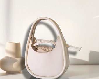 Cream Leather Bag with Pouch Inside