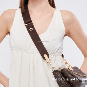 Brown Multi Pochette Accessoires, Handbag Strap, Women Bag Strap, Adjustable Shoulder Strap, Adjustable Nylon Webbing Strap for Crossbody