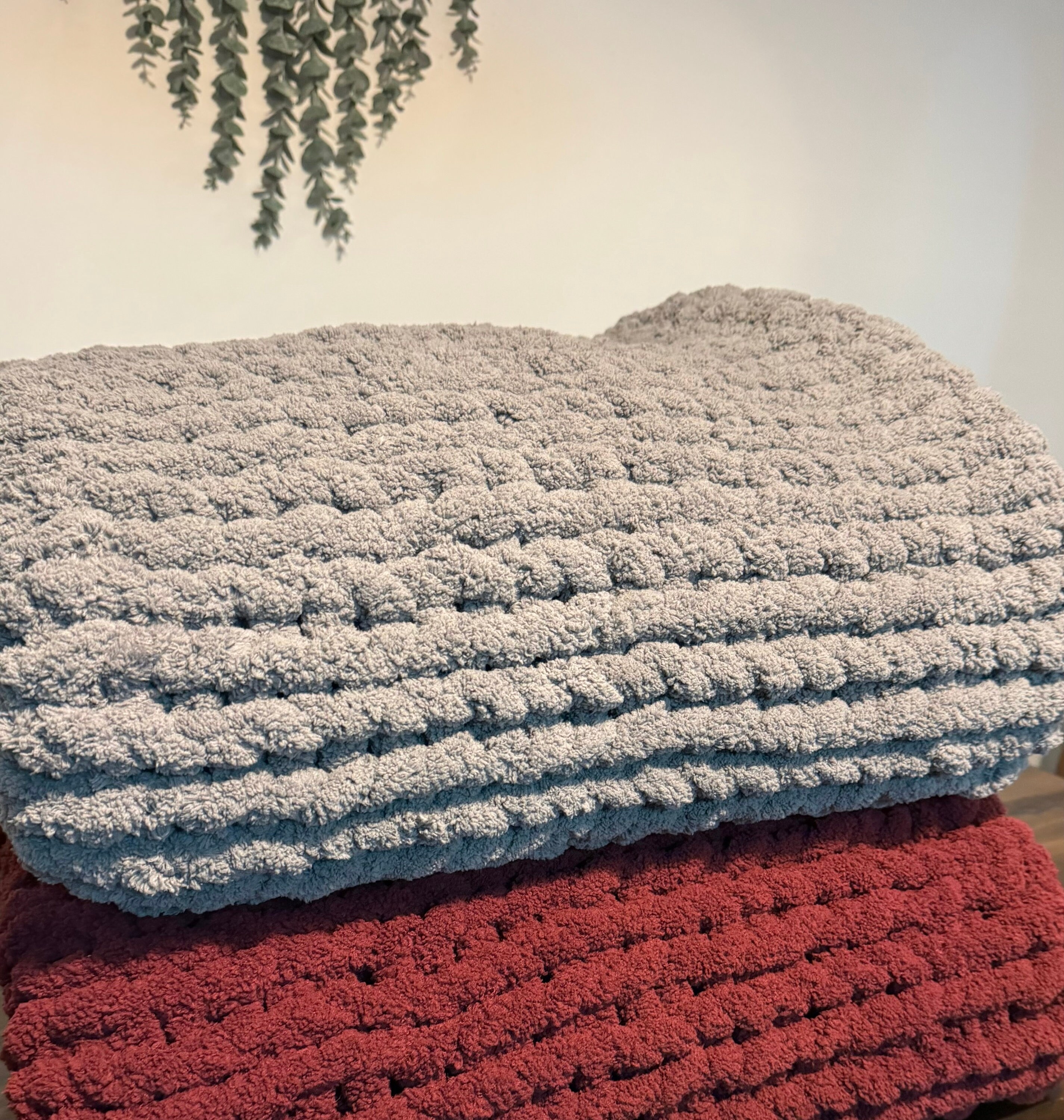 Medium Gray Chunky Knit Throw4959 Chenille Yarn Finger Etsy