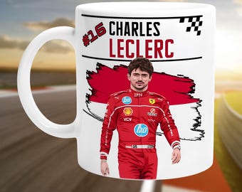 Charles Leclerc | Ferrari | Formula One Mug Fan Gift | 11oz Ceramic Mug | Glossy Finish Microwave Safe | Motorsport Coffee Cup for F1 Lovers