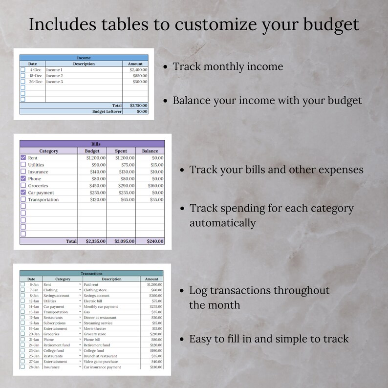 Monthly Budget for Google Sheets, Digital Planner Spreadsheet for ...