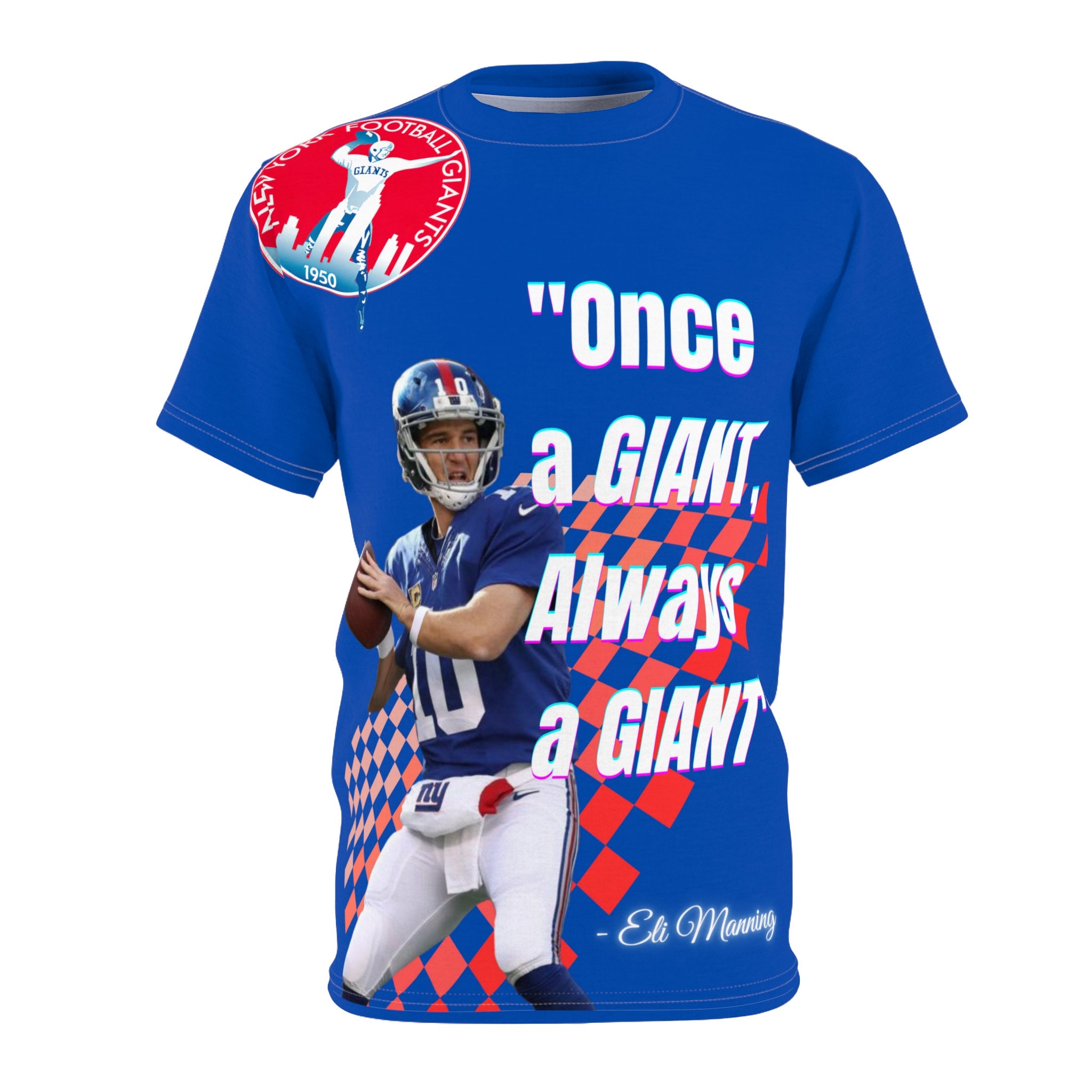 Easy E Retro Sports Graphic Tee | Funny NY Giants Eli Manning T-Shirt Royal / Medium