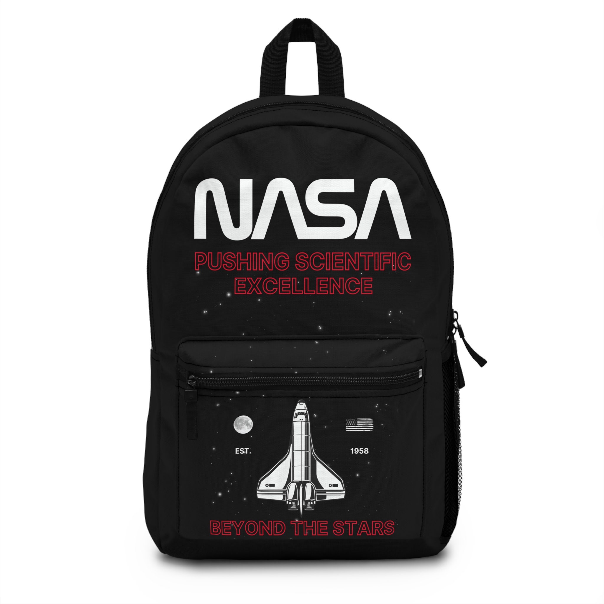 NASA Backpack for School Outdoor Travelling. Black Spaceship Backpack for Kids or Adults Back to School Gift Etsy