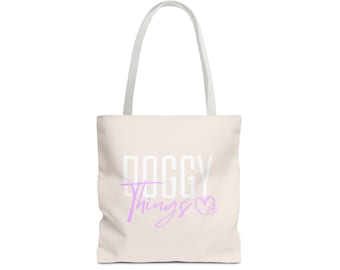 Doggy Tote Bag - Stylish & Cute Small Dog Handbag - Perfect Gift For A Dog Lover - Beige/Light Pink