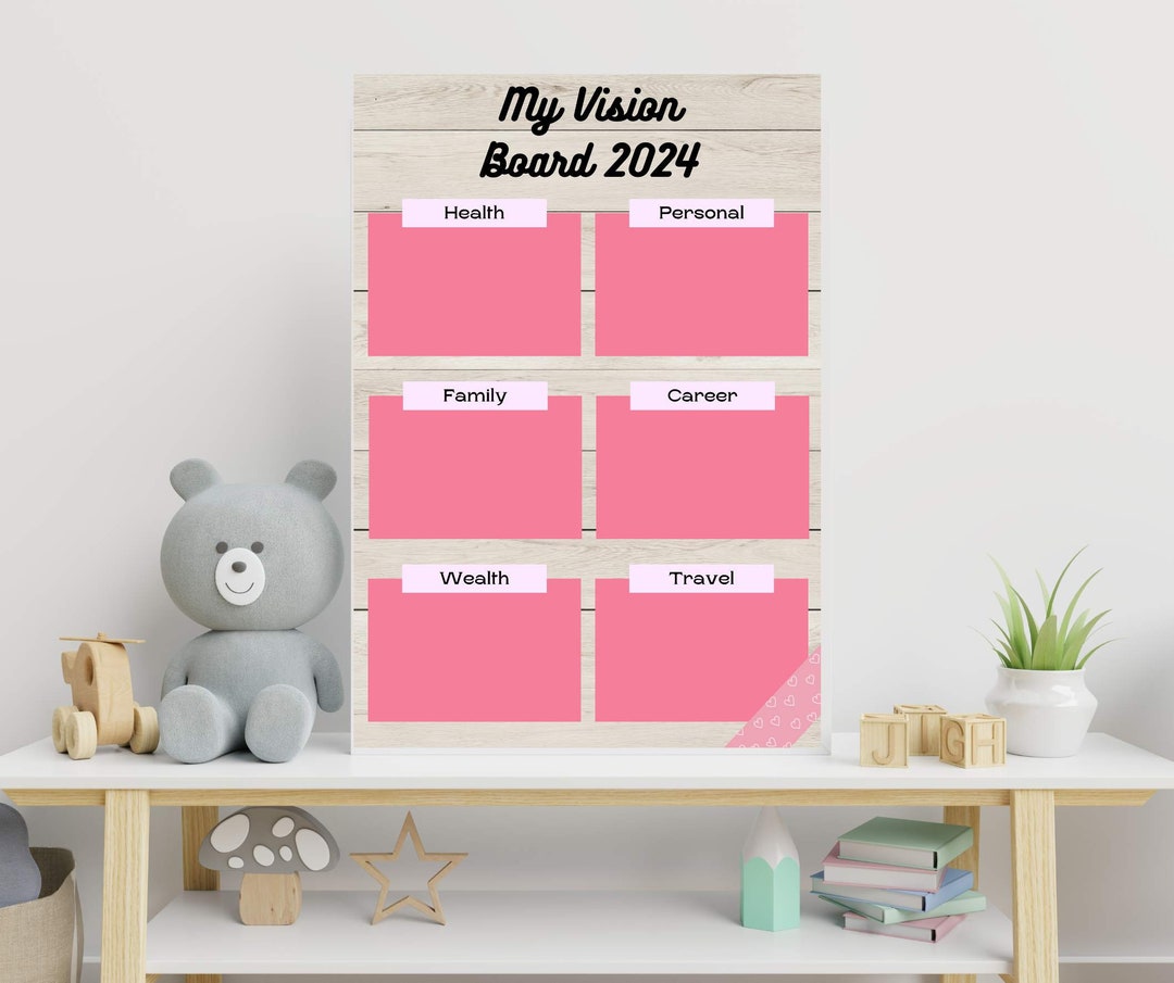 Vision Board 2024 Printable for Girl, Instant Download, Goal Planner ...