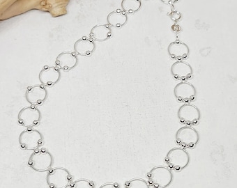 925 GENUINE STERLING SILVER Ball Anklet, Sterling Silver Circle Anklet, Silver Ladies Anklet, Gift for her, Anklet Jewelry, 9.5" long