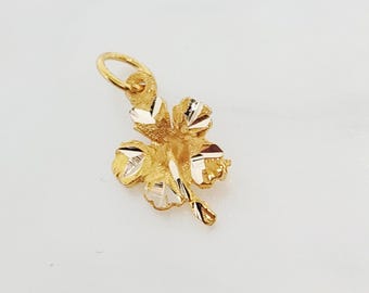 10K Yellow Gold Hibiscus Flower, TINY Flower Charm, Hand Carved Flower, Tropical Flower, West Indian Jewelry, Caribbean Flower, 9MM x 9MM